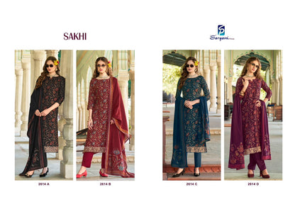 Sakhi Sargam Prints Viscose Muslin Pant Style Suits Manufacturer Ahmedabad