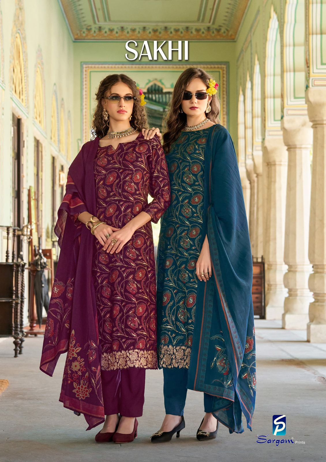 Sakhi Sargam Prints Viscose Muslin Pant Style Suits Manufacturer Ahmedabad
