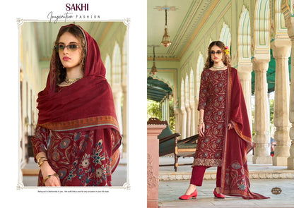 Sakhi Sargam Prints Viscose Muslin Pant Style Suits Manufacturer Ahmedabad
