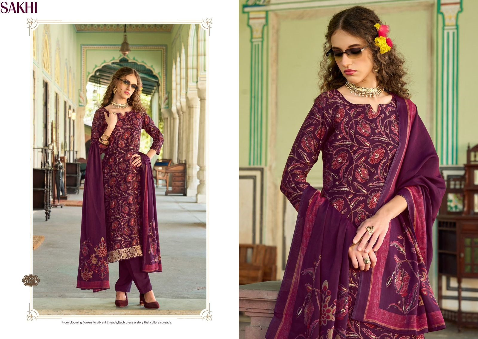 Sakhi Sargam Prints Viscose Muslin Pant Style Suits Manufacturer Ahmedabad