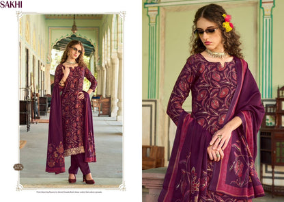 Sakhi Sargam Prints Viscose Muslin Pant Style Suits Manufacturer Ahmedabad