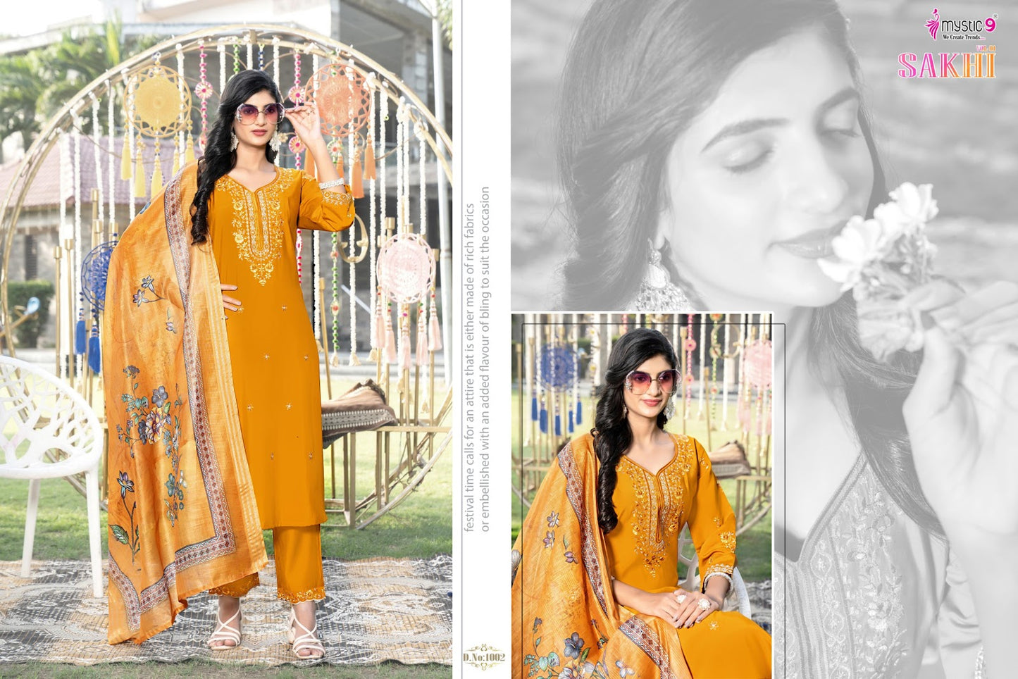 Sakhi Vol 1 Mystic 9 Roman Silk Readymade Pant Style Suits Manufacturer India