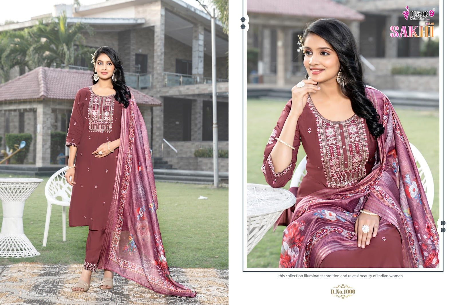Sakhi Vol 1 Mystic 9 Roman Silk Readymade Pant Style Suits Manufacturer India