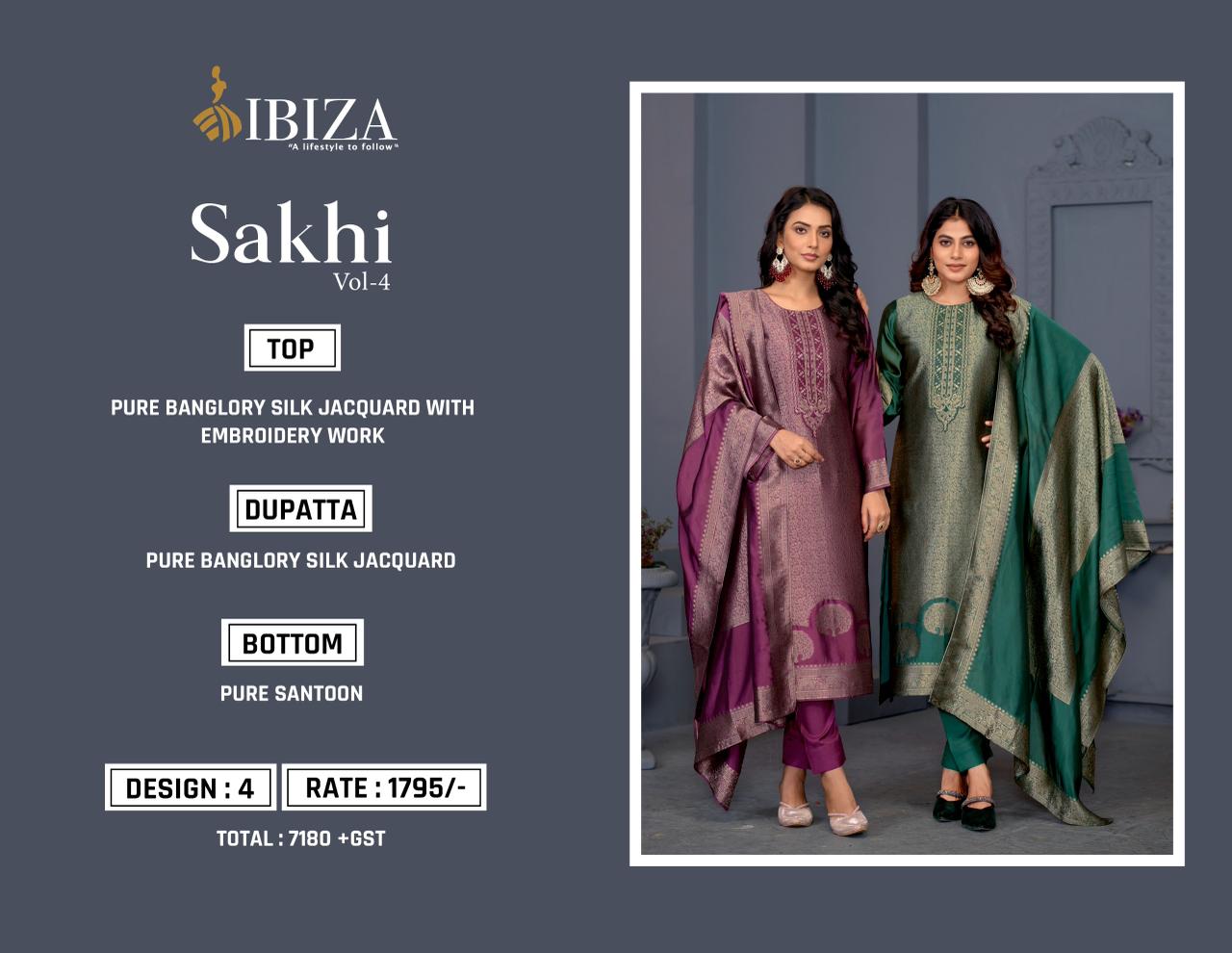 Sakhi Vol 4 Ibiza Silk Jacquard Pant Style Suits Manufacturer