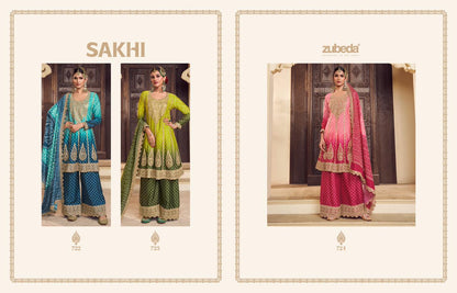 Sakhi Zubeda Chinon Silk Readymade Suits Manufacturer India