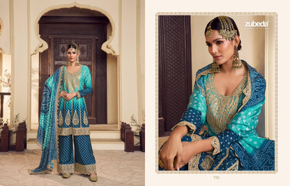 Sakhi Zubeda Chinon Silk Readymade Suits Manufacturer India