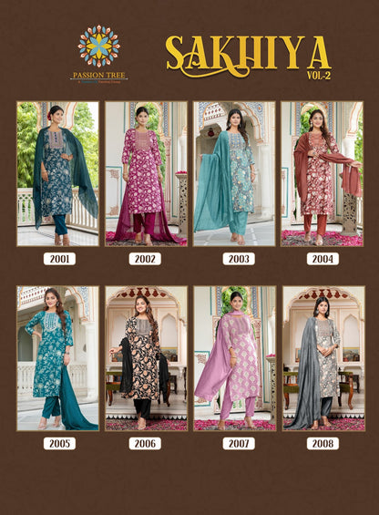 Sakhiya Vol 2 Passion Tree Heavy Rayon Readymade Pant Style Suits Wholesale Rate