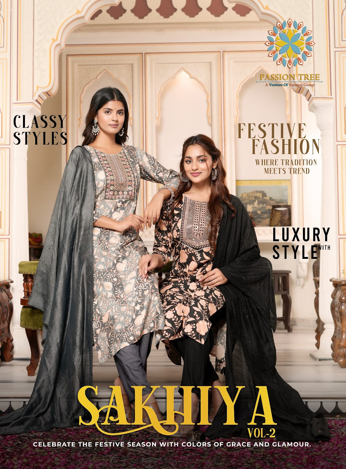 Sakhiya Vol 2 Passion Tree Heavy Rayon Readymade Pant Style Suits Wholesale Rate