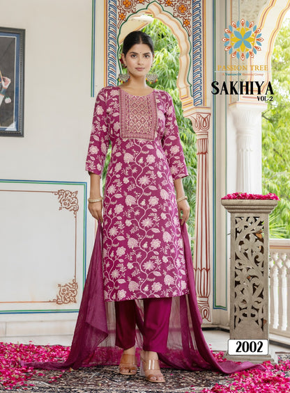Sakhiya Vol 2 Passion Tree Heavy Rayon Readymade Pant Style Suits Wholesale Rate