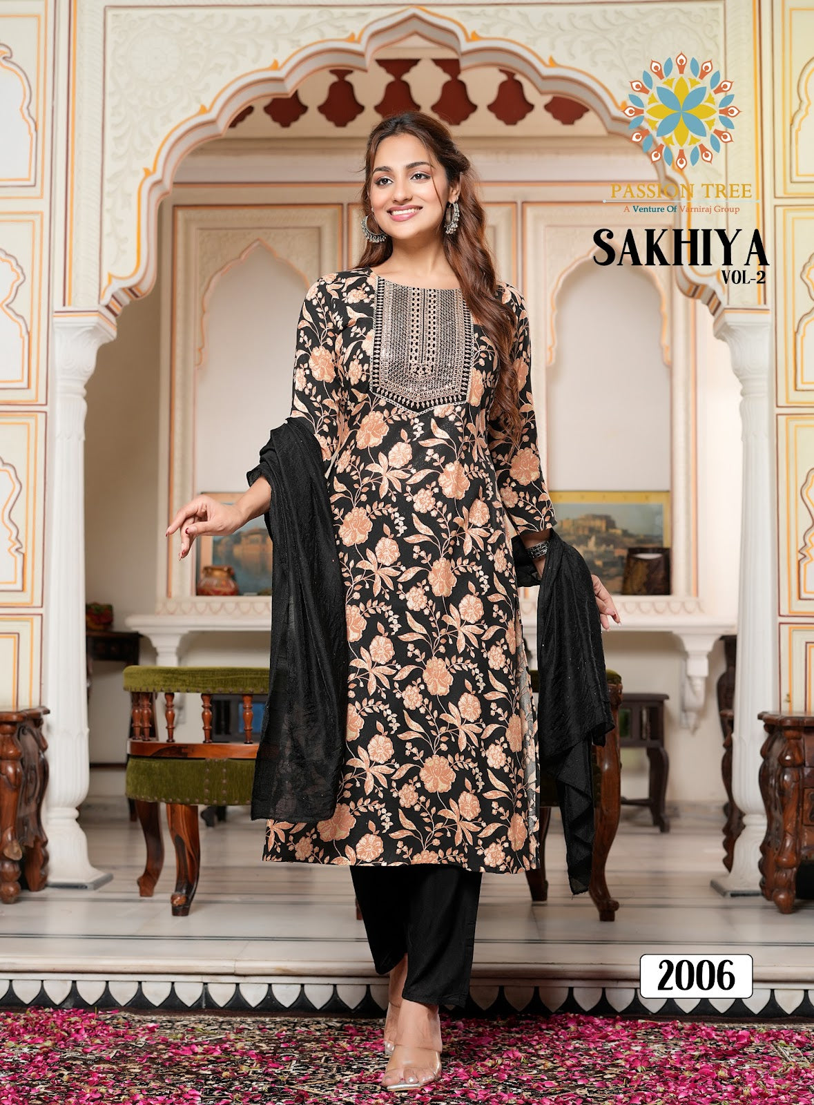Sakhiya Vol 2 Passion Tree Heavy Rayon Readymade Pant Style Suits Wholesale Rate