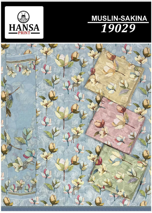 Sakina 19029 Hansa Prints Muslin Pant Style Suits Exporter Gujarat