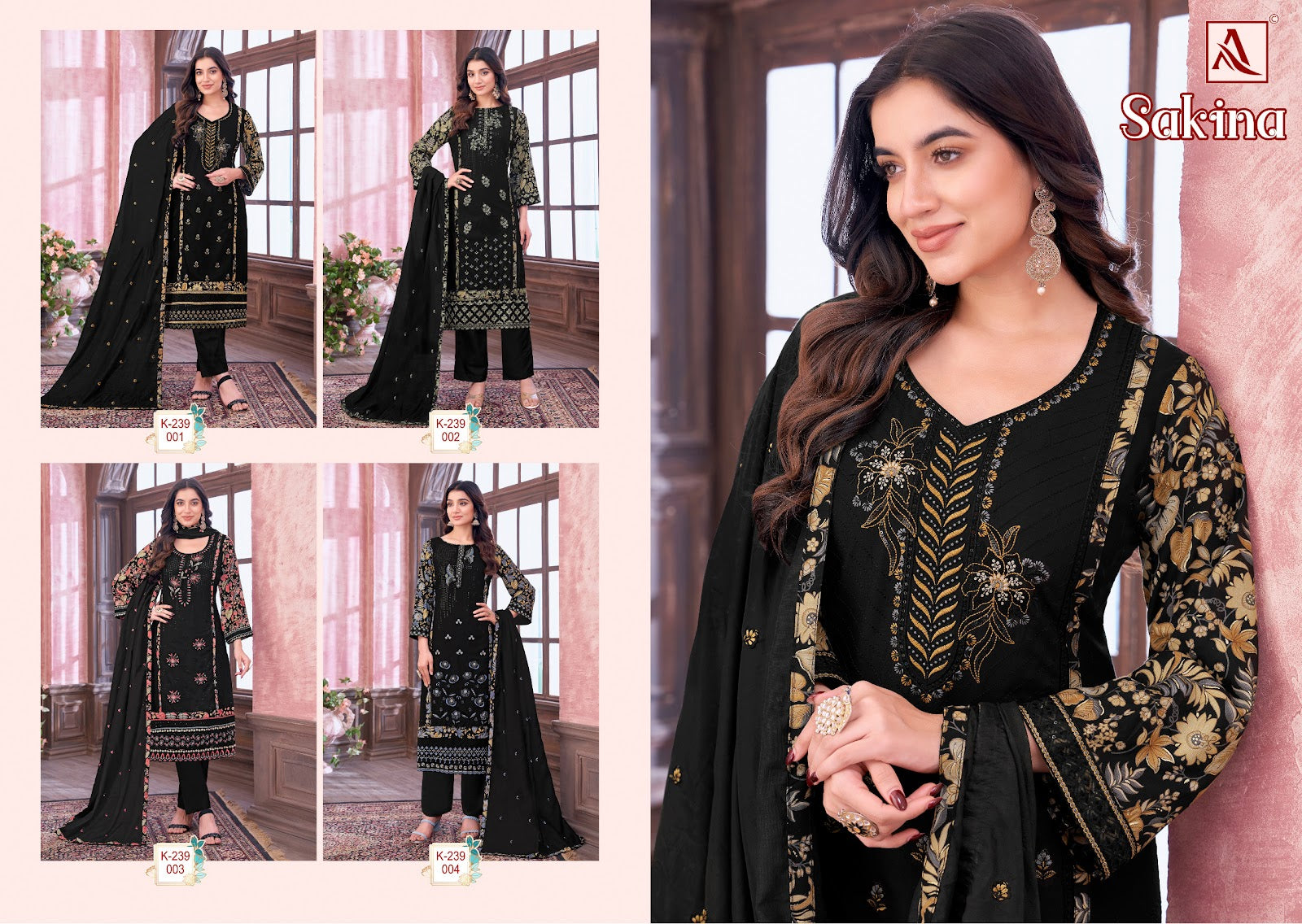 Sakina Black Special Alok Viscose Rayon Karachi Salwar Suits Manufacturer