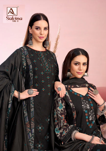 Sakina Vol 3 Black Special Alok Reyon Karachi Salwar Suits Wholesaler India