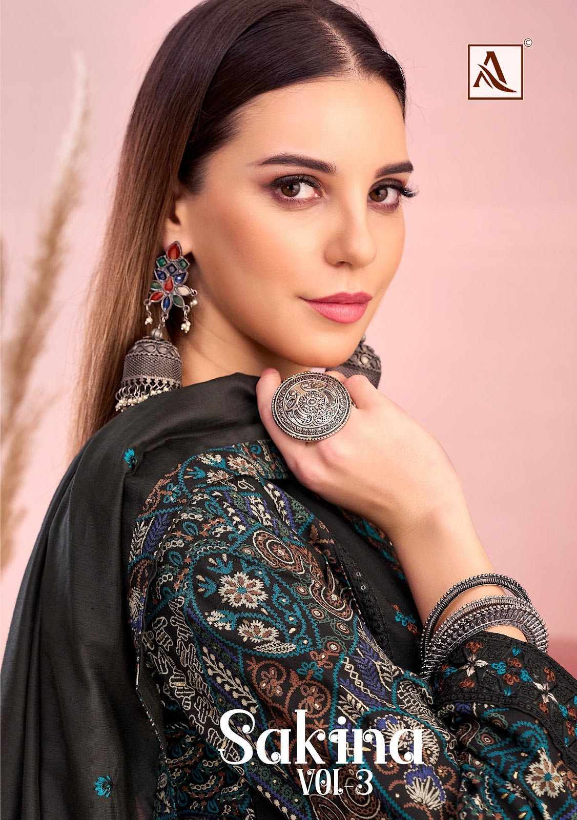 Sakina Vol 3 Black Special Alok Reyon Karachi Salwar Suits Wholesaler India
