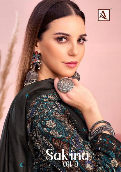 Sakina Vol 3 Black Special Alok Reyon Karachi Salwar Suits Wholesaler India