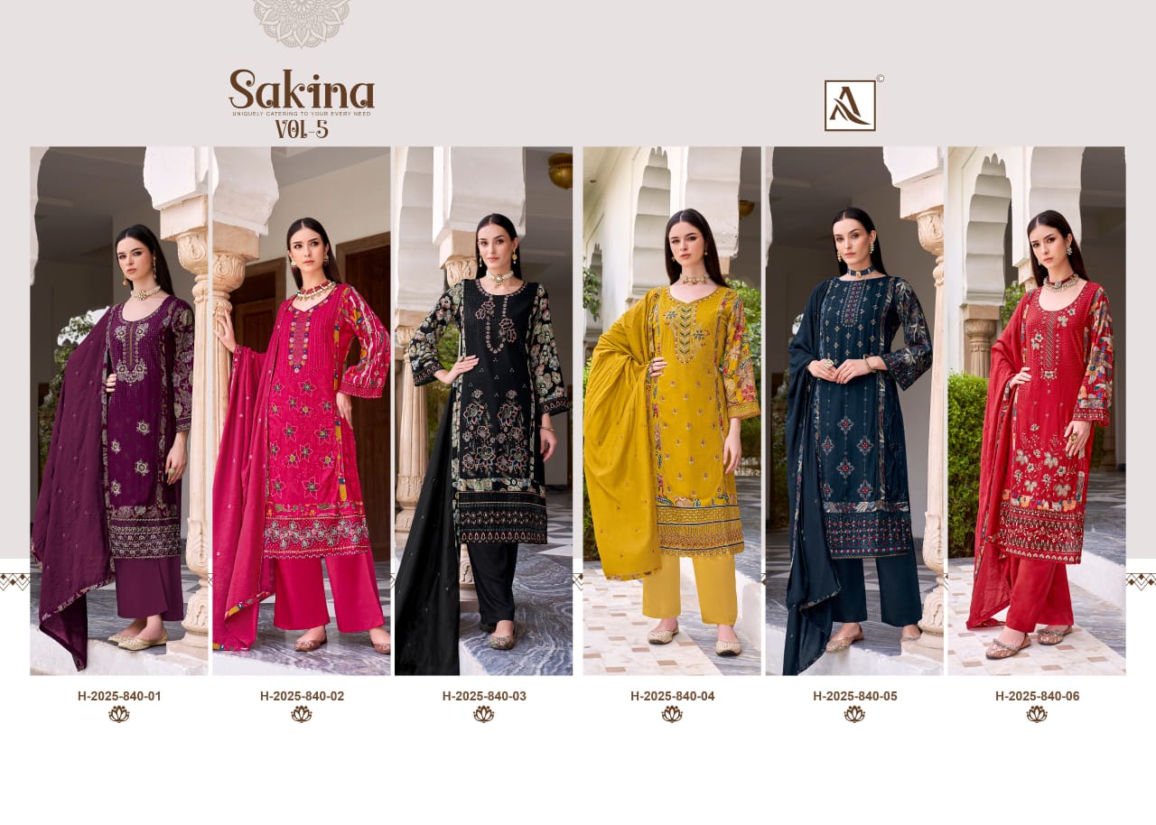 Sakina Vol 5 Alok Viscose Reyon Karachi Salwar Suits Wholesale Price