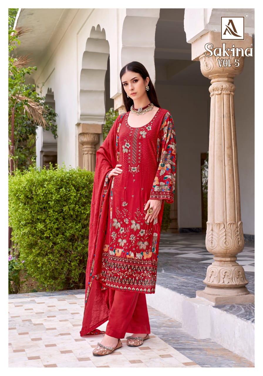 Sakina Vol 5 Alok Viscose Reyon Karachi Salwar Suits Wholesale Price