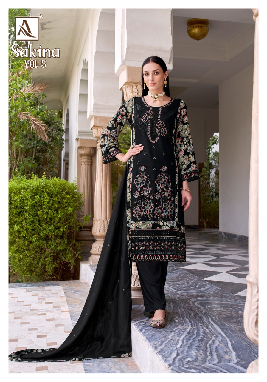 Sakina Vol 5 Alok Viscose Reyon Karachi Salwar Suits Wholesale Price