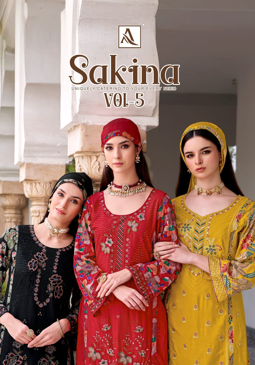 Sakina Vol 5 Alok Viscose Reyon Karachi Salwar Suits Wholesale Price