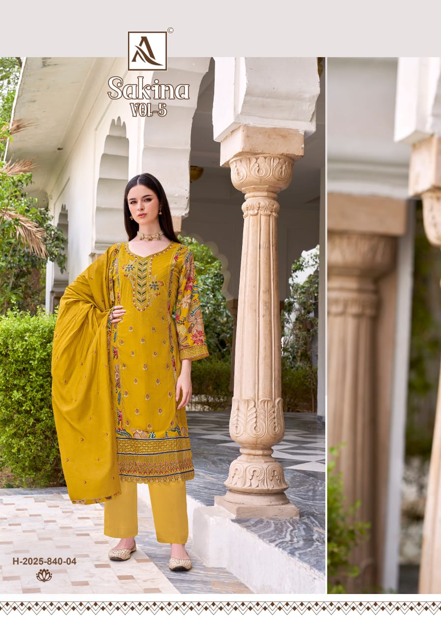 Sakina Vol 5 Alok Viscose Reyon Karachi Salwar Suits Wholesale Price