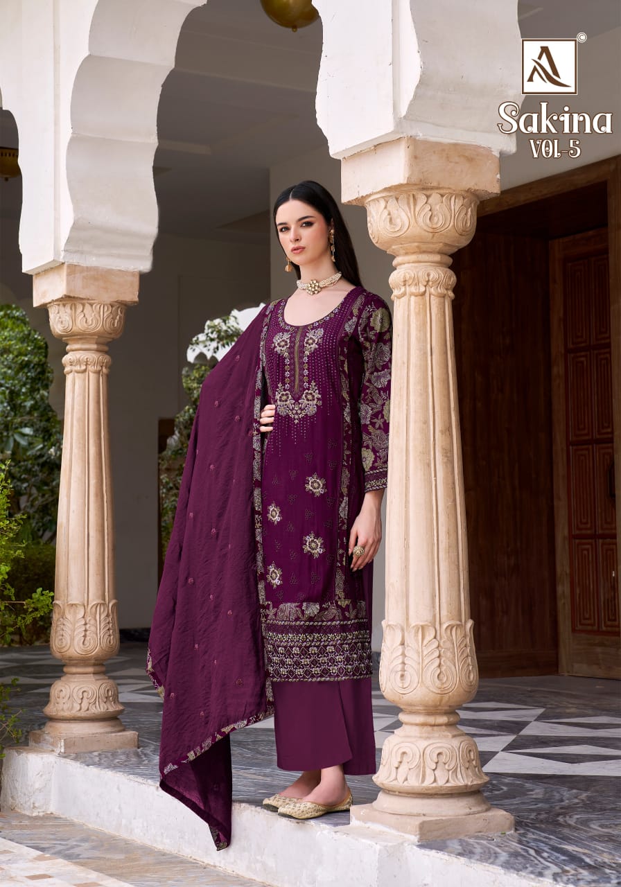 Sakina Vol 5 Alok Viscose Reyon Karachi Salwar Suits Wholesale Price