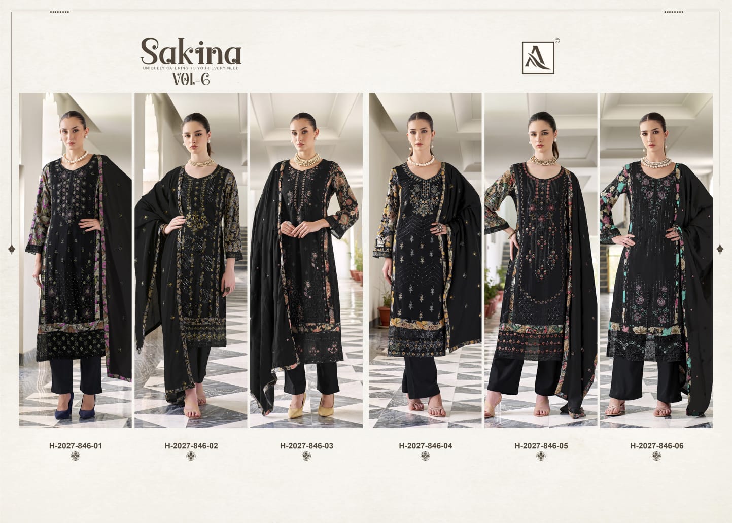 Sakina Vol 6 Black Special Alok Viscose Reyon Karachi Salwar Suits Supplier