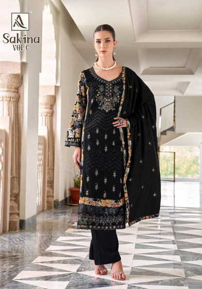 Sakina Vol 6 Black Special Alok Viscose Reyon Karachi Salwar Suits Supplier