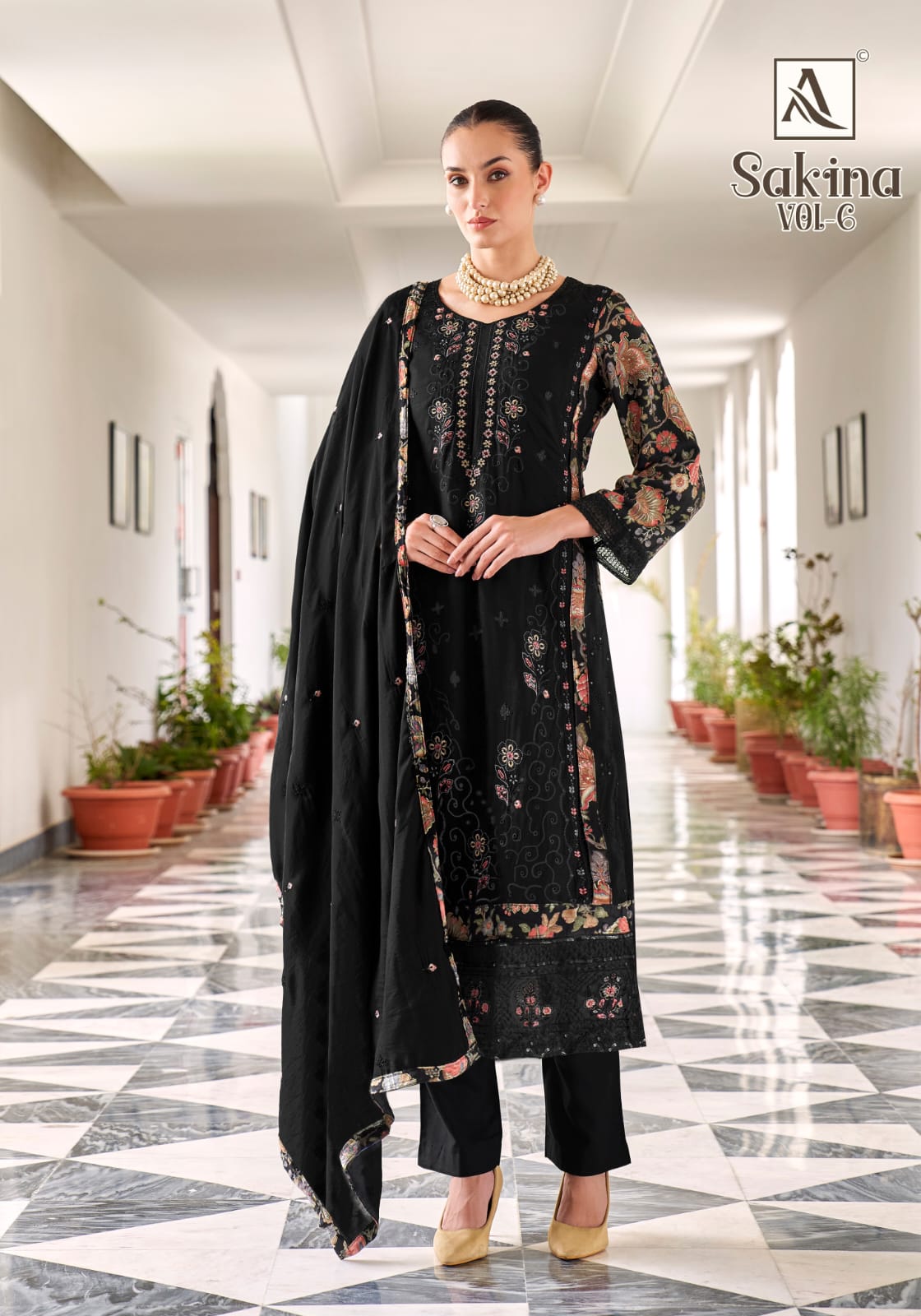 Sakina Vol 6 Black Special Alok Viscose Reyon Karachi Salwar Suits Supplier