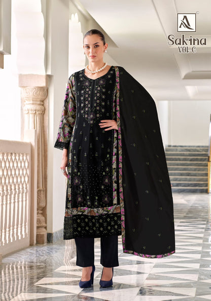 Sakina Vol 6 Black Special Alok Viscose Reyon Karachi Salwar Suits Supplier