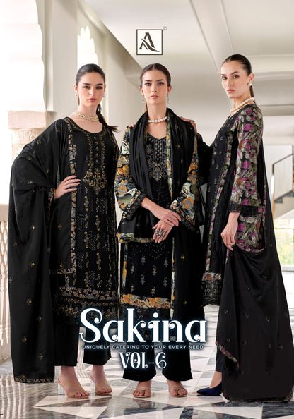 Sakina Vol 6 Black Special Alok Viscose Reyon Karachi Salwar Suits Supplier