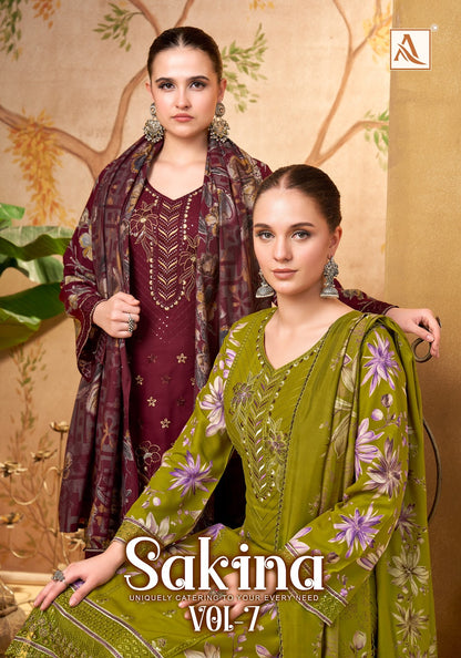Sakina Vol 7 Alok Viscose Reyon Karachi Salwar Suits Exporter Ahmedabad
