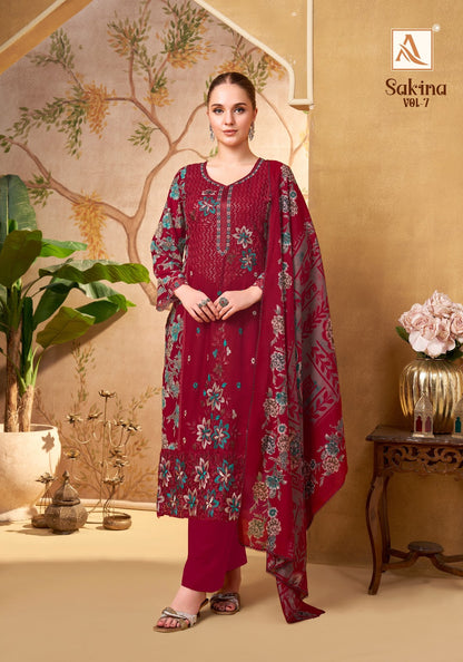Sakina Vol 7 Alok Viscose Reyon Karachi Salwar Suits Exporter Ahmedabad