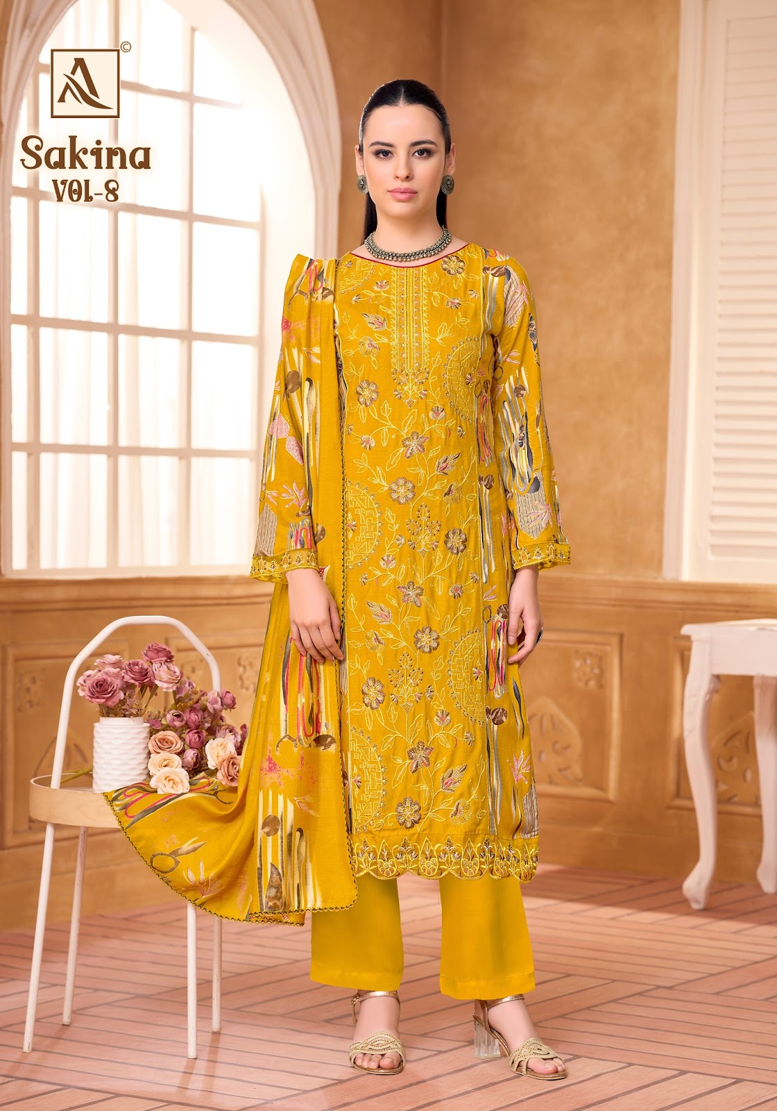 Sakina Vol 8 Alok Viscose Reyon Karachi Salwar Suits Exporter