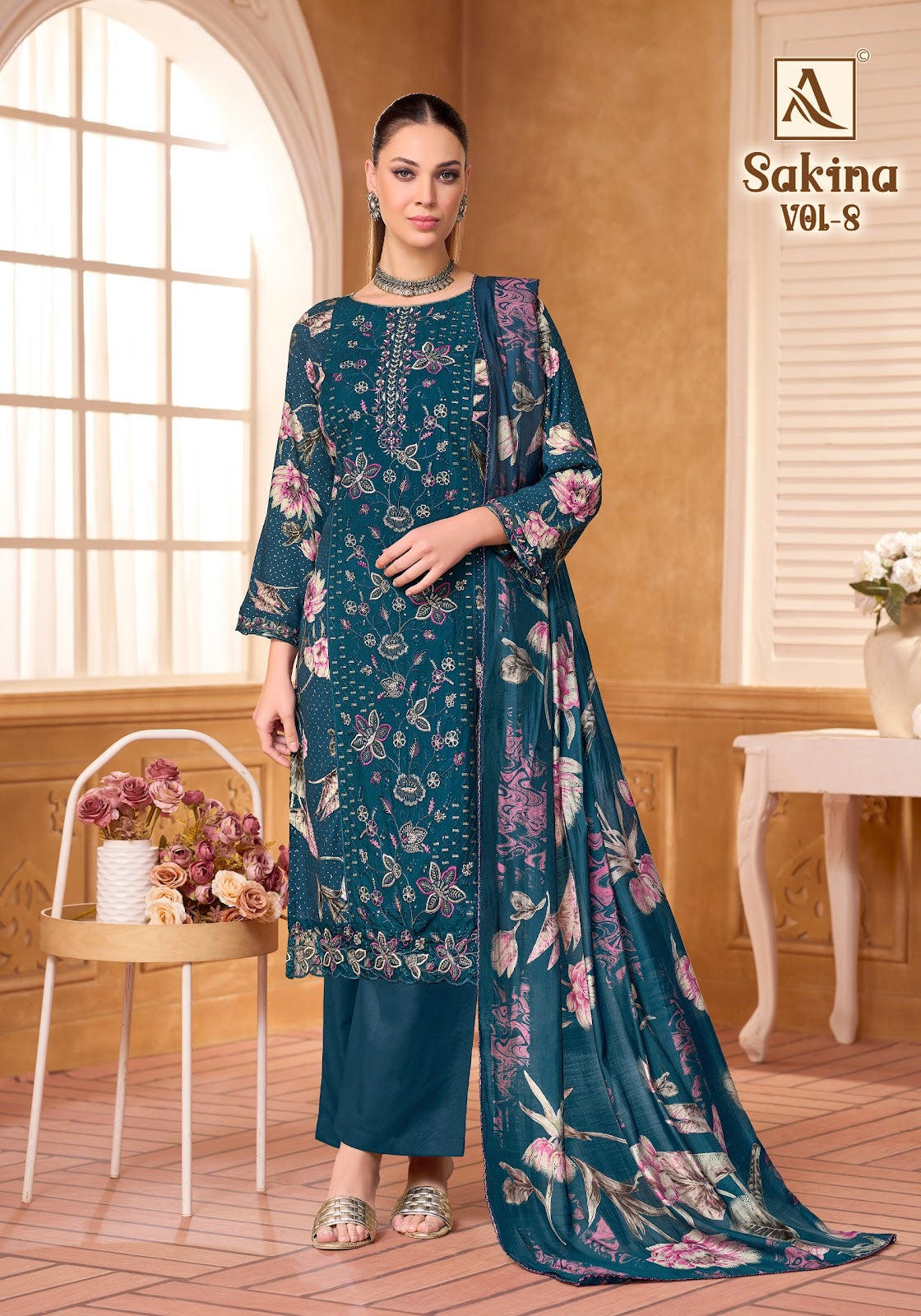 Sakina Vol 8 Alok Viscose Reyon Karachi Salwar Suits Exporter