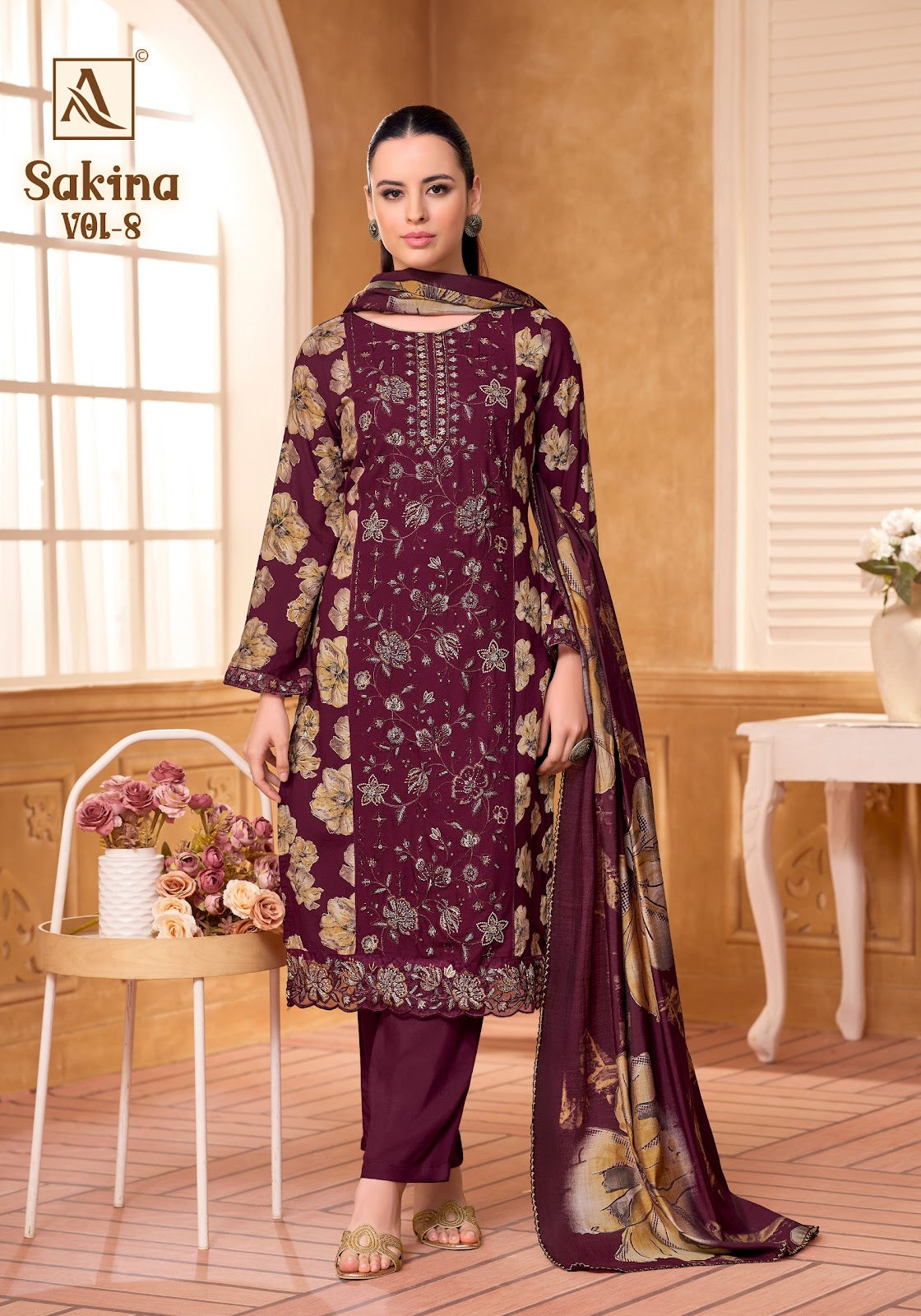 Sakina Vol 8 Alok Viscose Reyon Karachi Salwar Suits Exporter