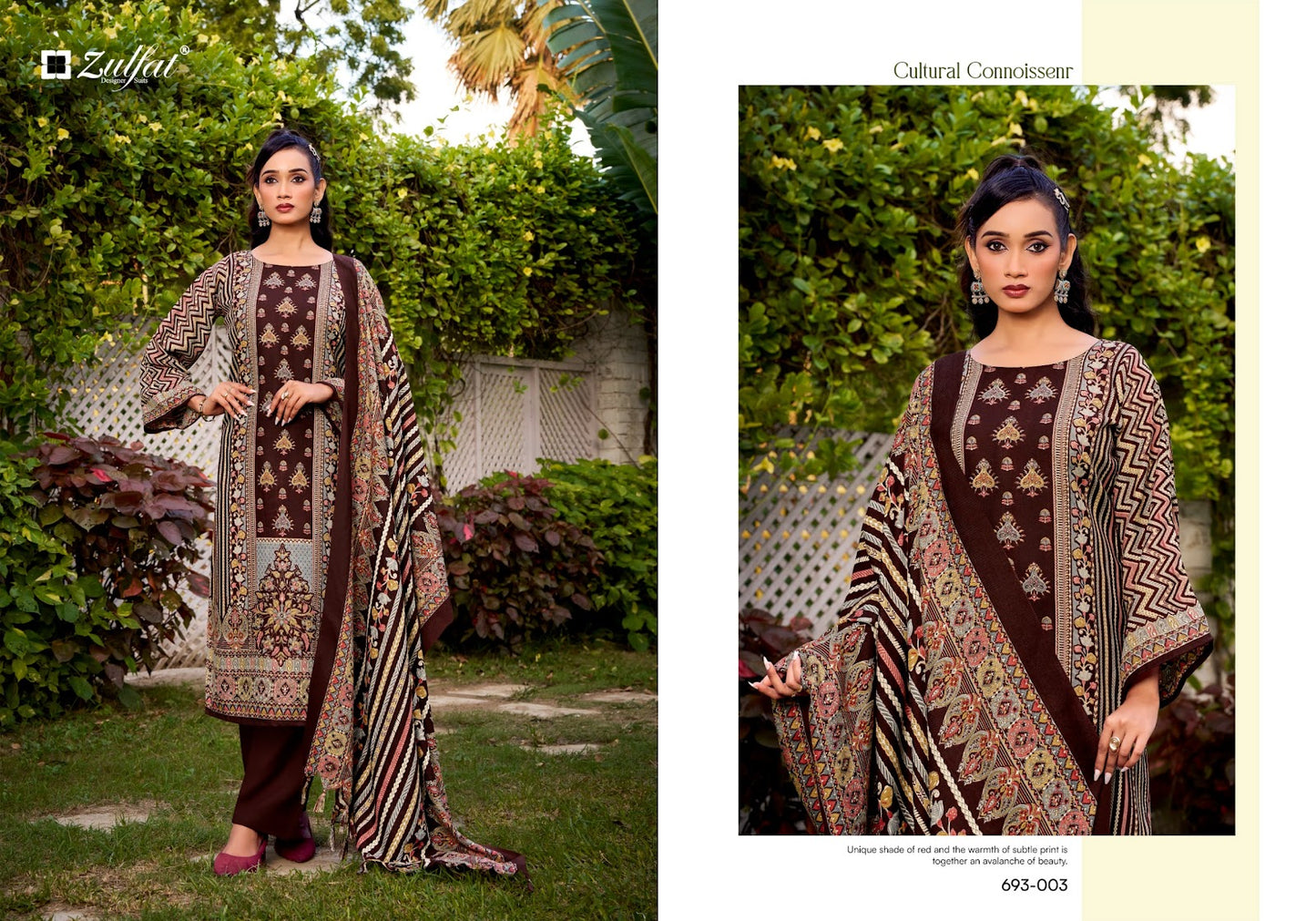 Sakina Zulfat Designer Woolen Karachi Pashmina Salwar Suits Supplier India