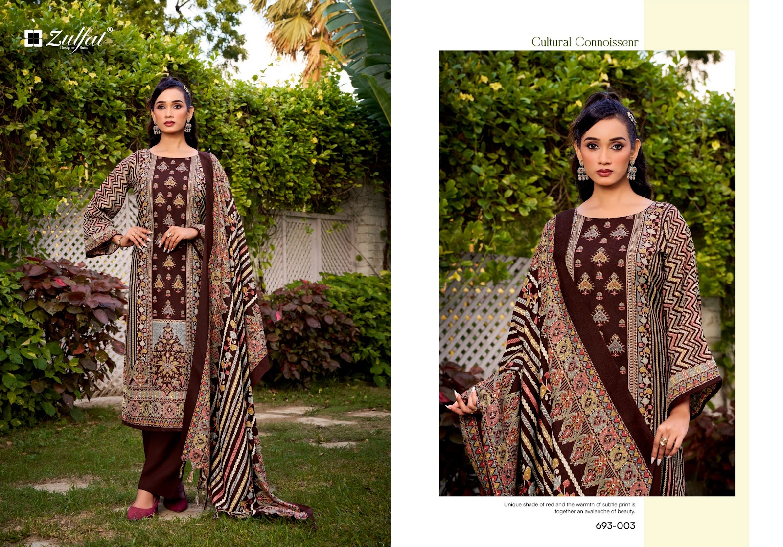 Sakina Zulfat Designer Woolen Karachi Pashmina Salwar Suits Supplier India