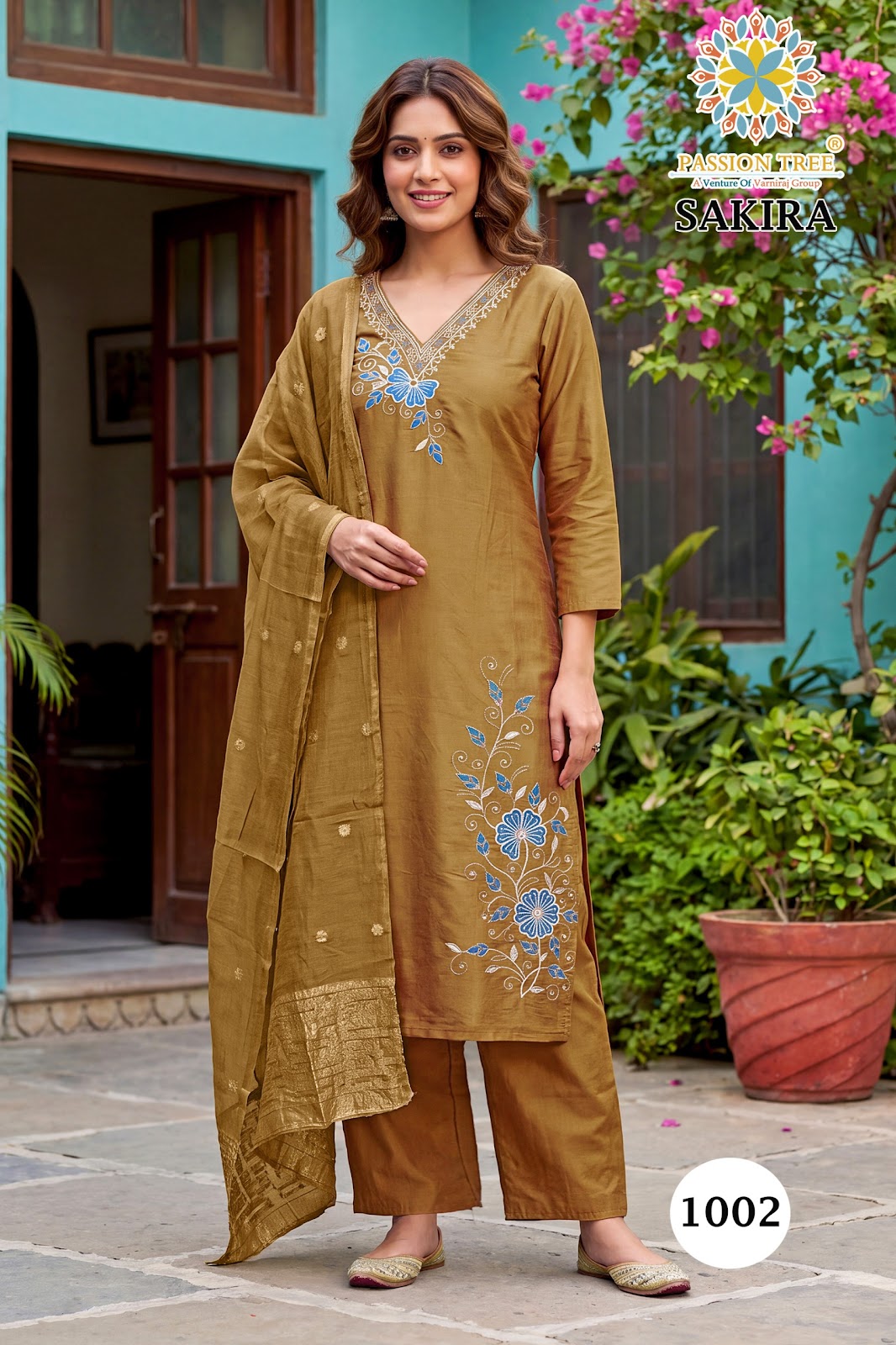 Sakira Vol 1 Passion Tree Roman Silk Readymade Pant Style Suits Exporter Ahmedabad