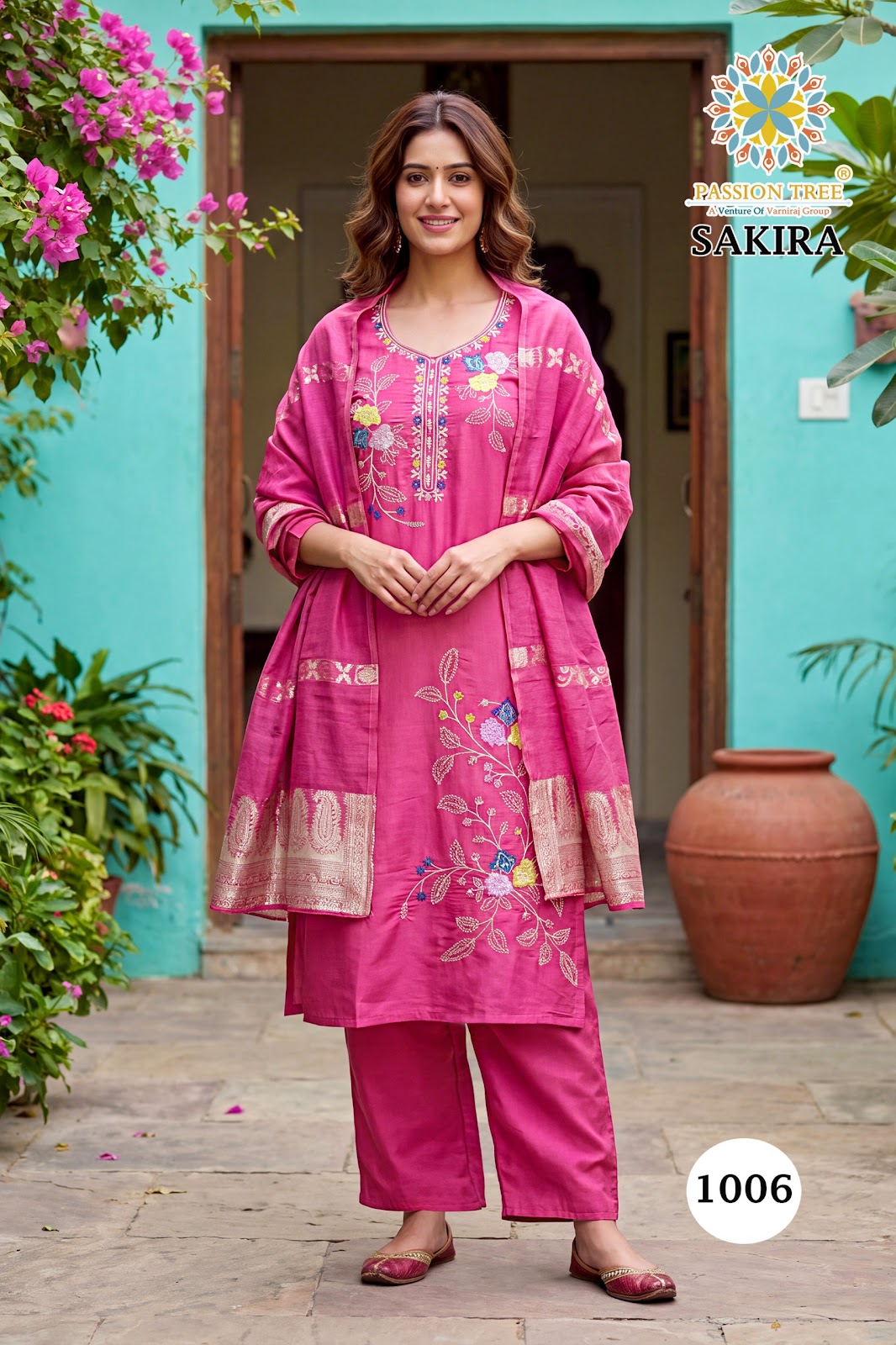 Sakira Vol 1 Passion Tree Roman Silk Readymade Pant Style Suits Exporter Ahmedabad
