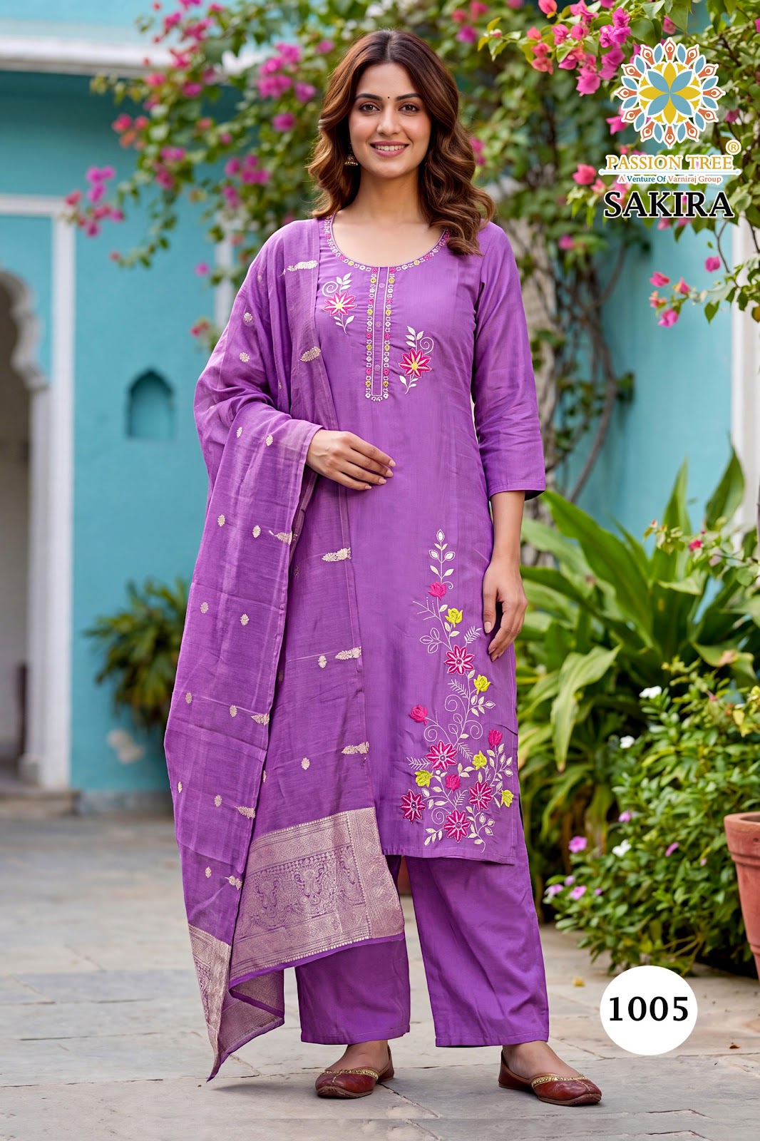 Sakira Vol 1 Passion Tree Roman Silk Readymade Pant Style Suits Exporter Ahmedabad