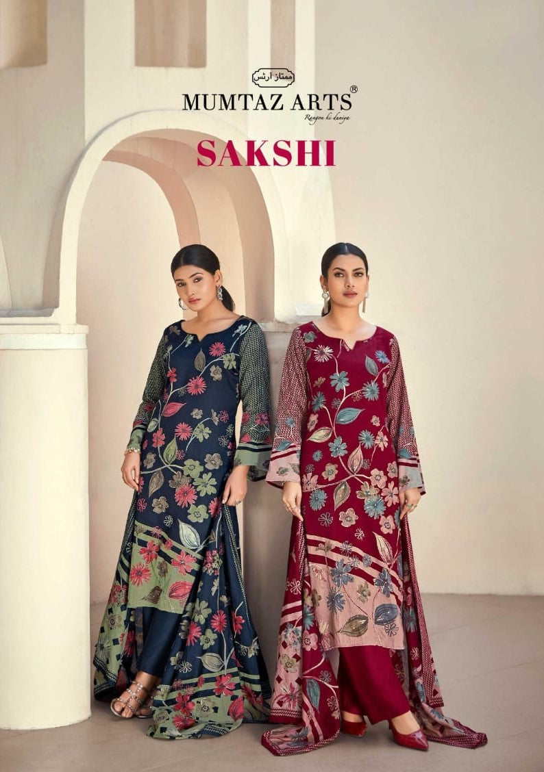 Sakshi Mumtaz Arts Jam Silk Karachi Salwar Suits Wholesaler Ahmedabad
