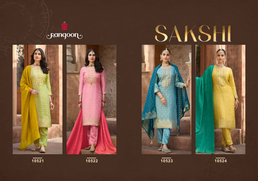 Sakshi Rangoon Simmer Readymade Pant Style Suits Wholesaler India