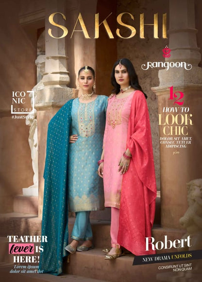 Sakshi Rangoon Simmer Readymade Pant Style Suits Wholesaler India