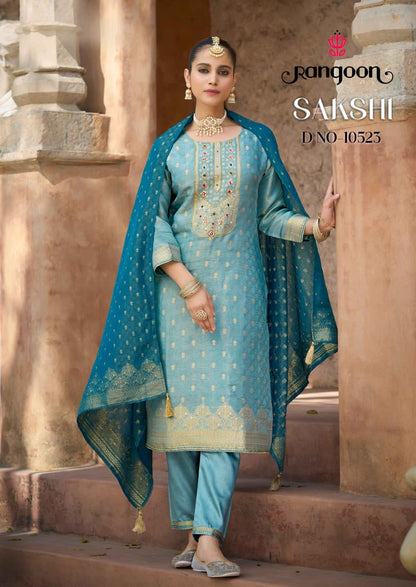 Sakshi Rangoon Simmer Readymade Pant Style Suits Wholesaler India