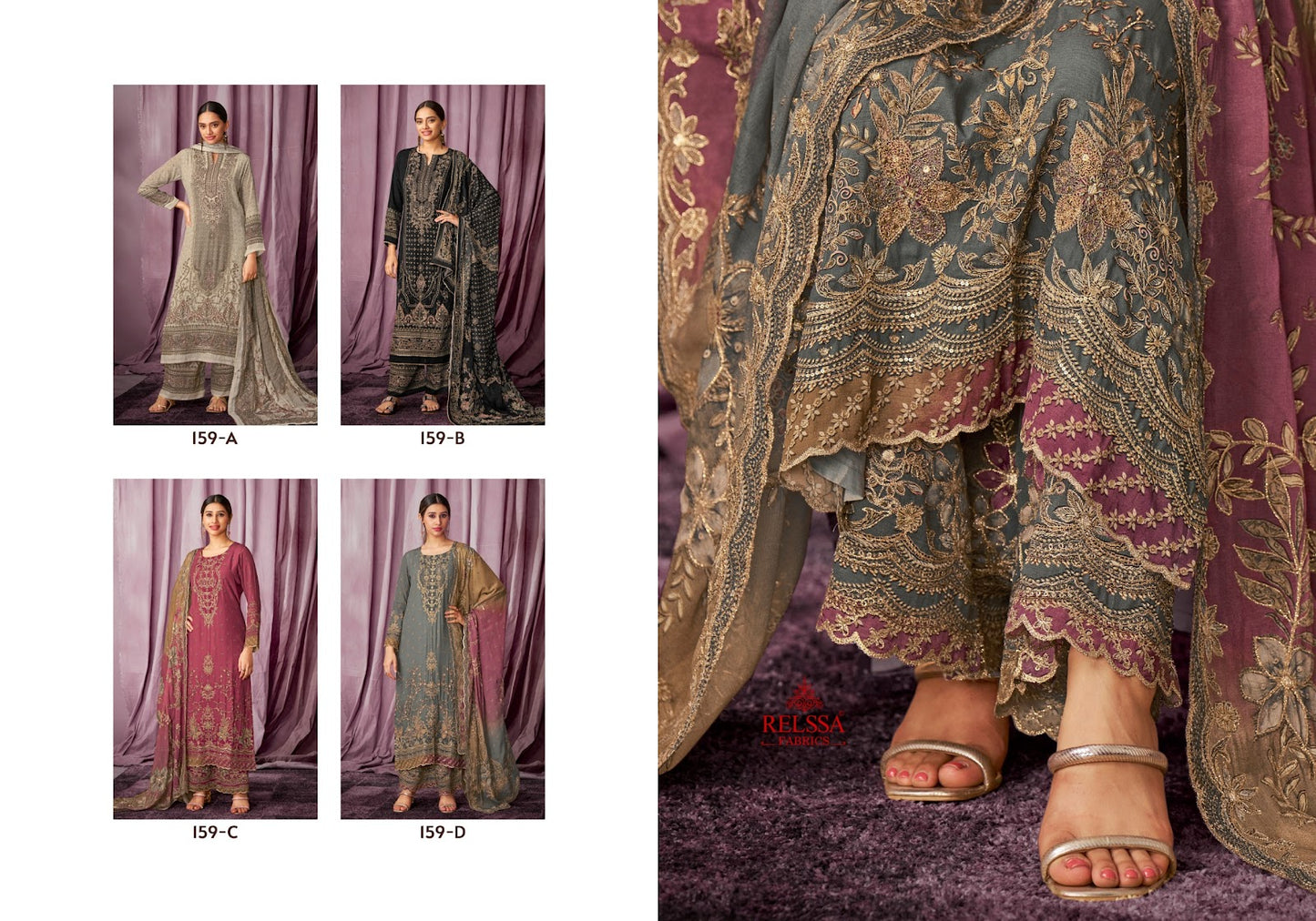 Sakshi 159 Relssa Fabrics Pant Style Suits Wholesaler Gujarat