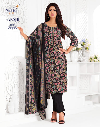 Sakshi Vol 1 Radhika Lifestyle Jaam Satin Readymade Pant Style Suits Wholesaler Ahmedabad