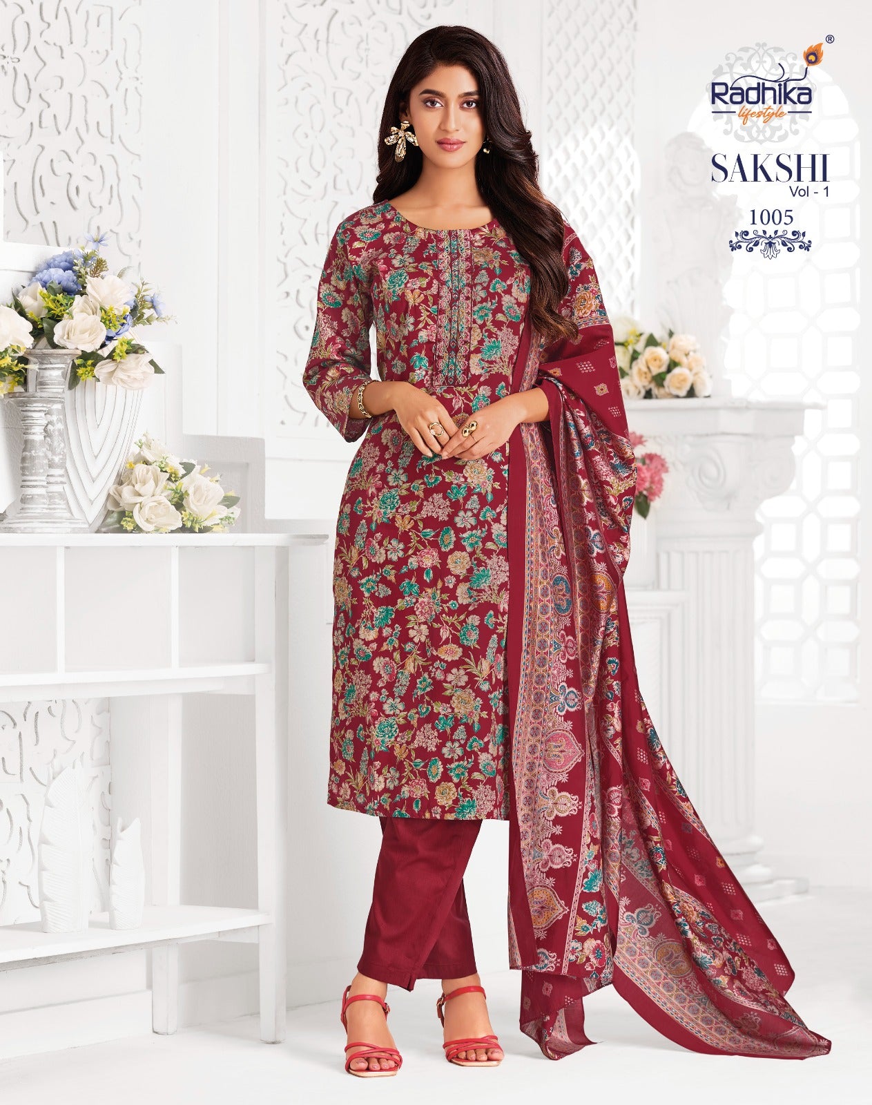Sakshi Vol 1 Radhika Lifestyle Jaam Satin Readymade Pant Style Suits Wholesaler Ahmedabad