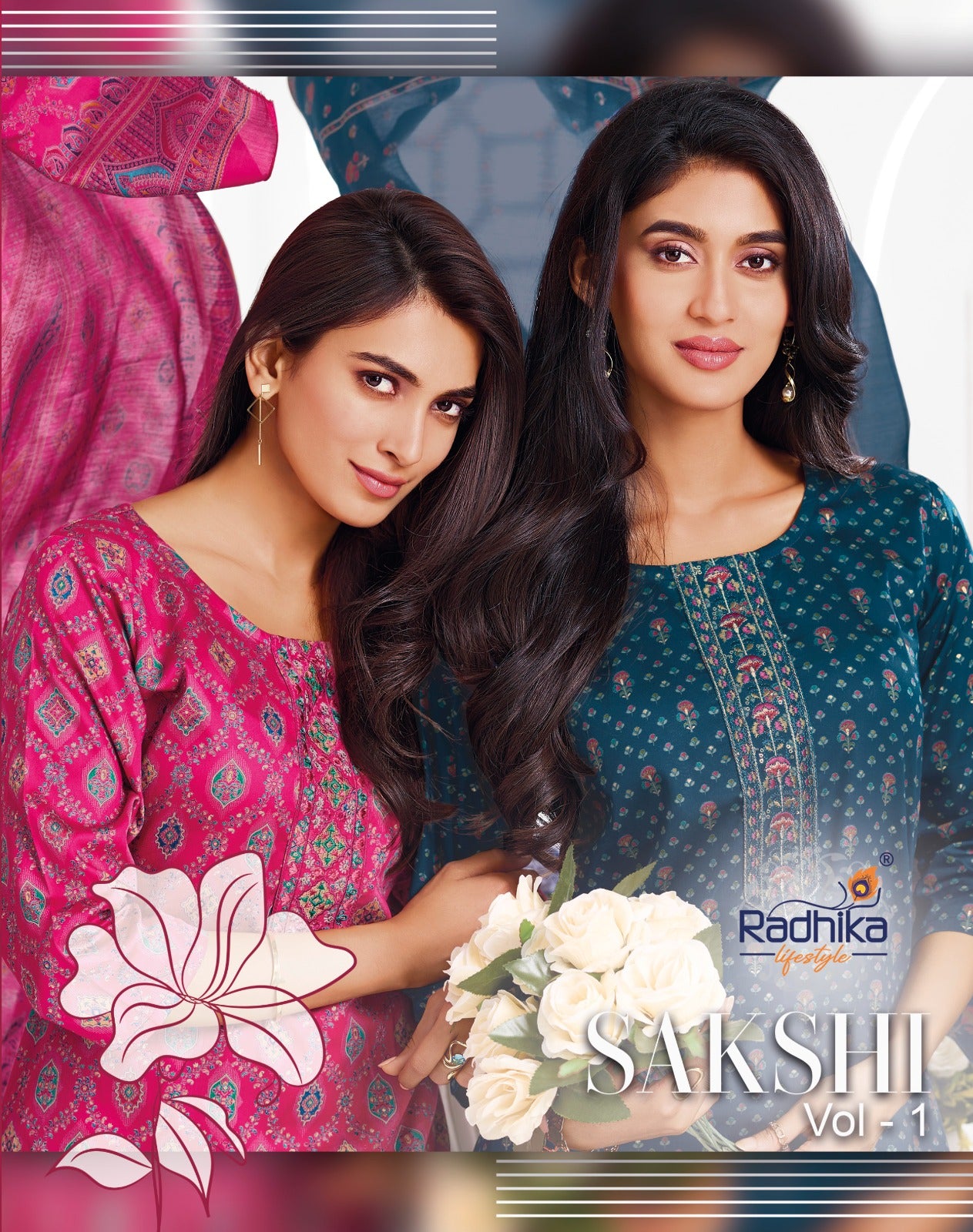 Sakshi Vol 1 Radhika Lifestyle Jaam Satin Readymade Pant Style Suits Wholesaler Ahmedabad