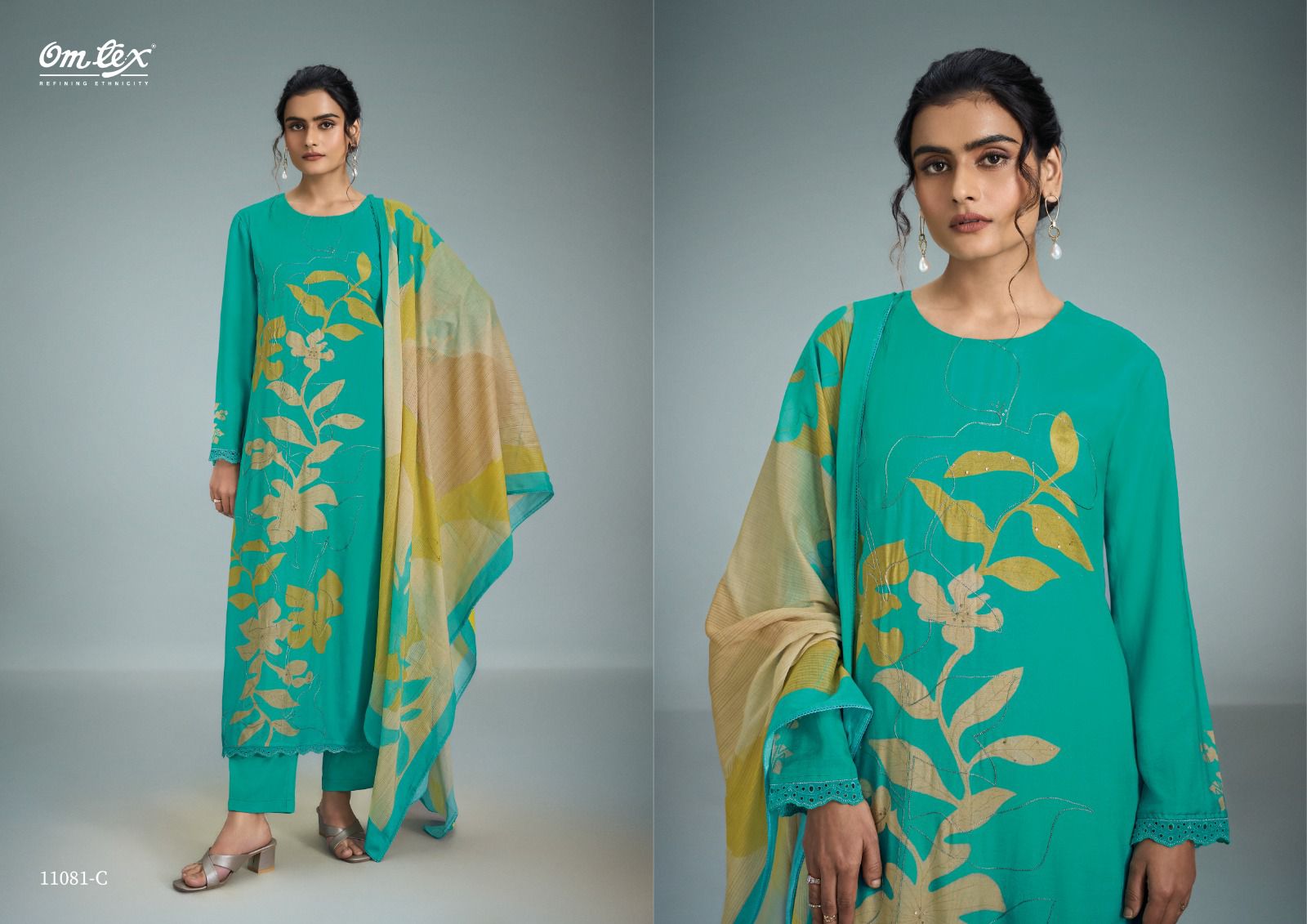 Sakura Omtex Muslin Pant Style Suits Wholesaler Ahmedabad