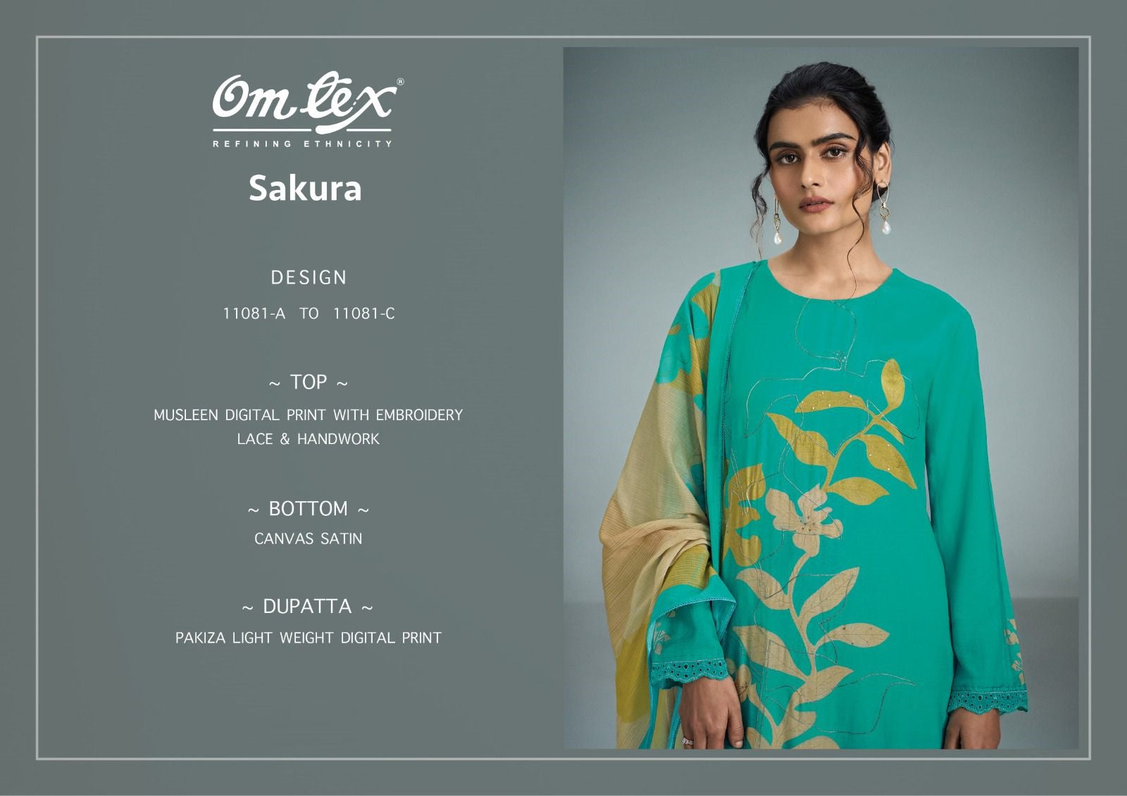 Sakura Omtex Muslin Pant Style Suits Wholesaler Ahmedabad